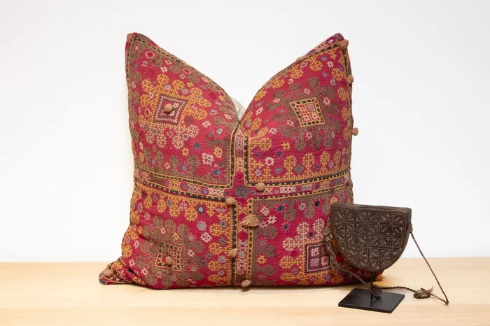 Bhanu Rajasthani Embroidered Decorative Euro Pillow (Trade)
