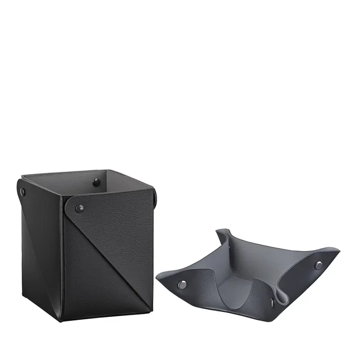 Black and grey leather Paper block holder and miu box set