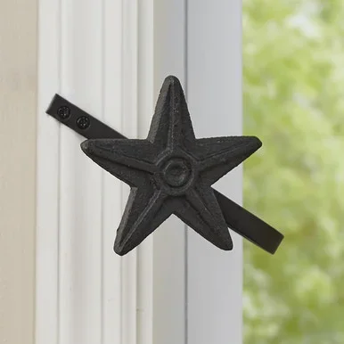 Black Cast Iron Star Tie Backs – Set of 2