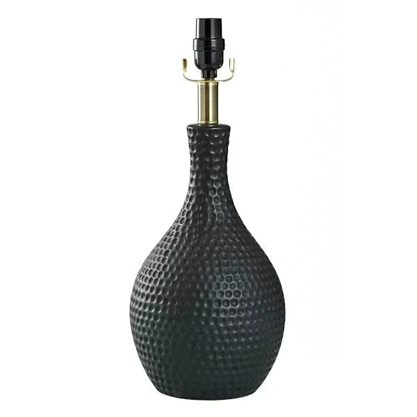 Black Dimpled Ceramic Medium Table Lamp Base, 18.5″