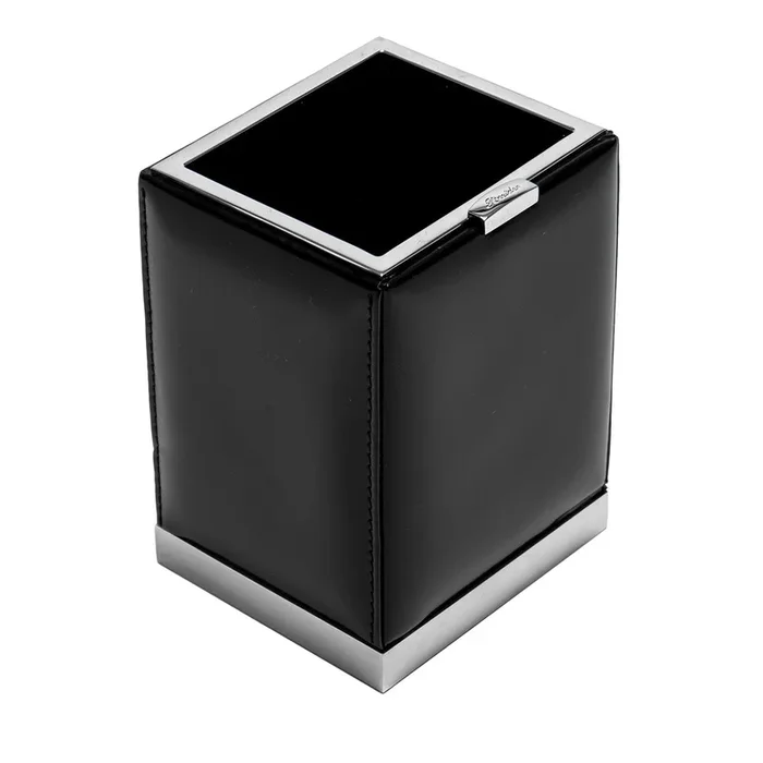 Black Leather Pencil Cup