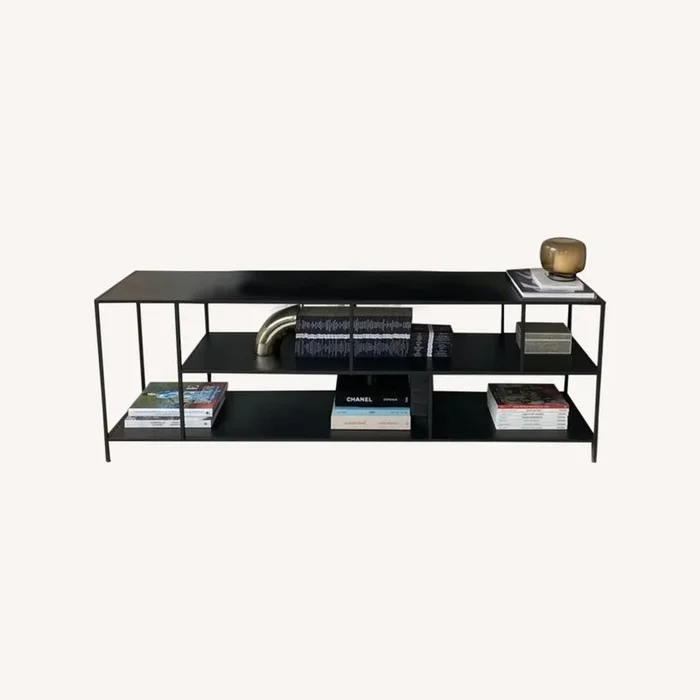 Black Modern Contemporary Console Table Bookshelf