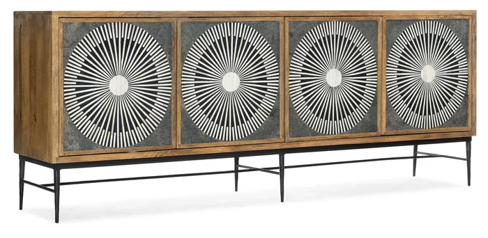 Boho 80 Inch TV Stand with Bone and Slate Inlay