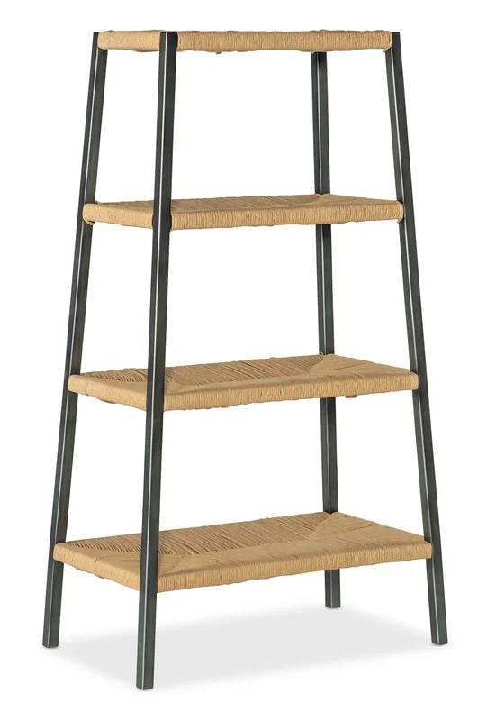 Boho Woven Rush Wicker Bookshelf