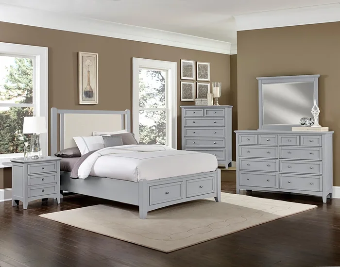 Bonanza 5-Piece Grey Upholstered Full Bedroom Set