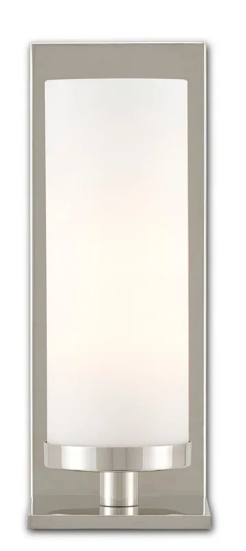 Bournemouth Nickel Wall Sconce – Polished Nickel/Opaque Glass