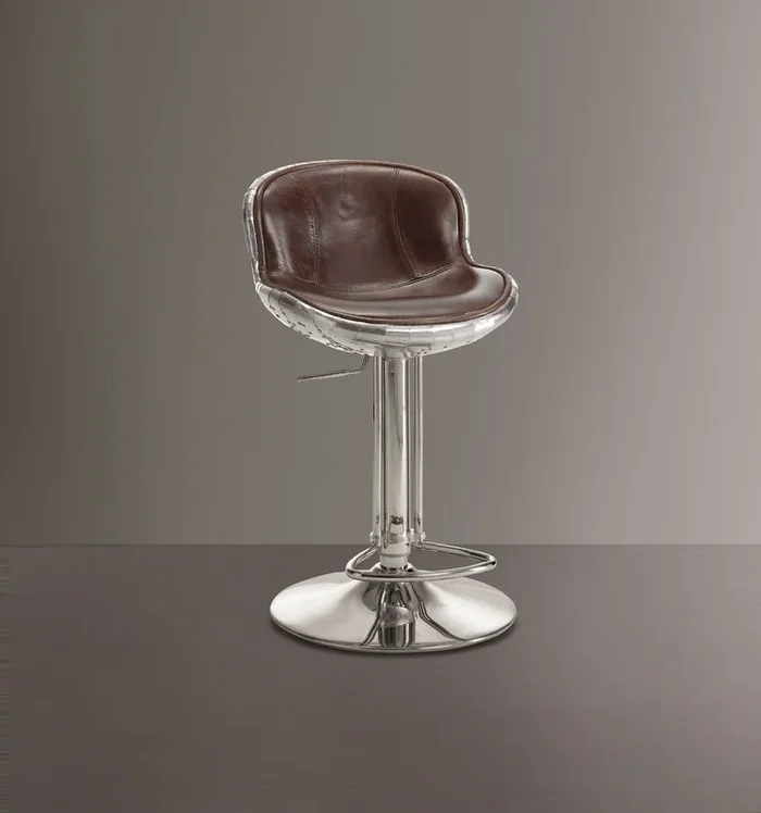 Brancaster Rectangular Top Grain Leather Armless Adjustable Stool