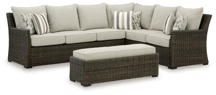 Brook Ranch Sofa Sec/Bench W/Cush (3/Cn)