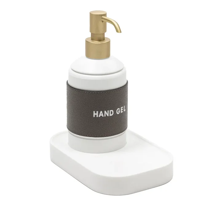Brown Leather Manual Hand Sanitizer Dispenser