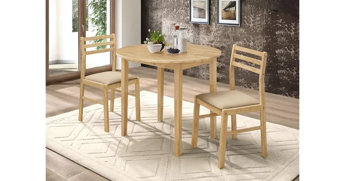 Bucknell 3-piece Round Drop Leaf Dining Table Set Natural
