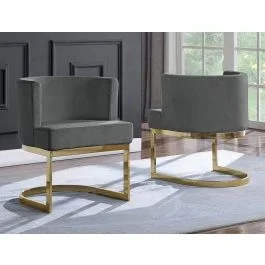 Caffrey Grey Velvet Dining Chair Gold Base