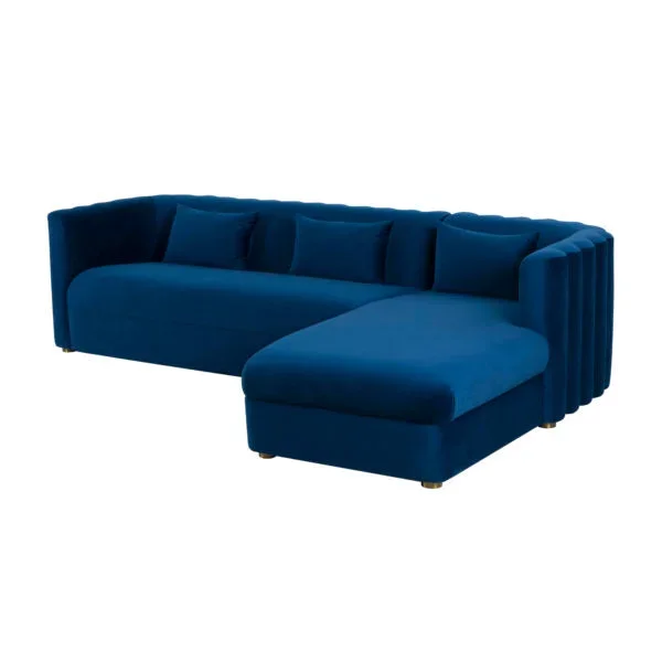 Callie Navy Velvet Sectional RAF