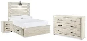 Cambeck Full Panel Bed With Storage, Dresser and Nightstand