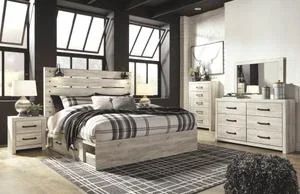 Cambeck King Panel Bed With Storage, Dresser, Mirror, Chest and 2 Nightstands