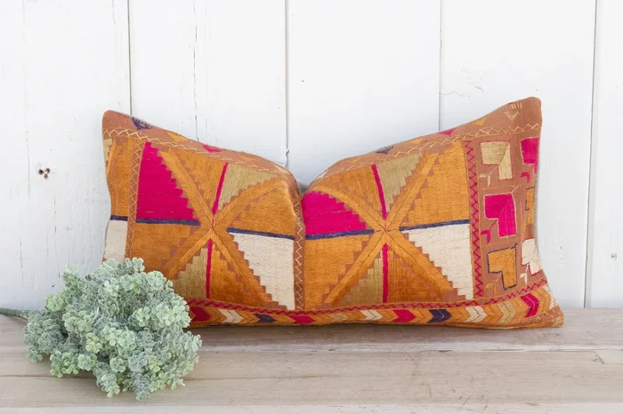 Canarino Silk Phulkari Pillow