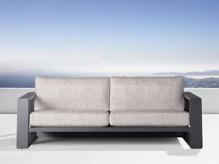 Canyon Outdoor Aluminum Sofa in Shardai Zinc