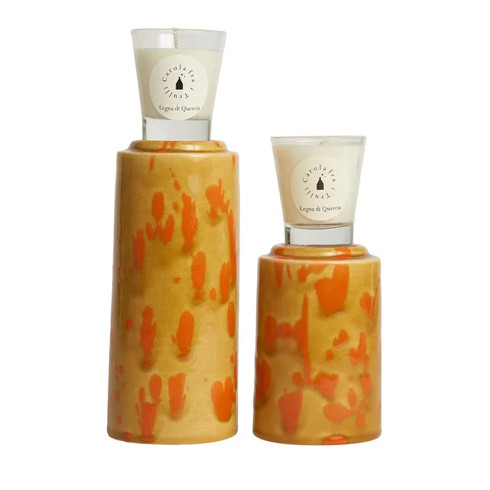 Caramel and Orange Totem with Scented Candle Fragrance Quercia