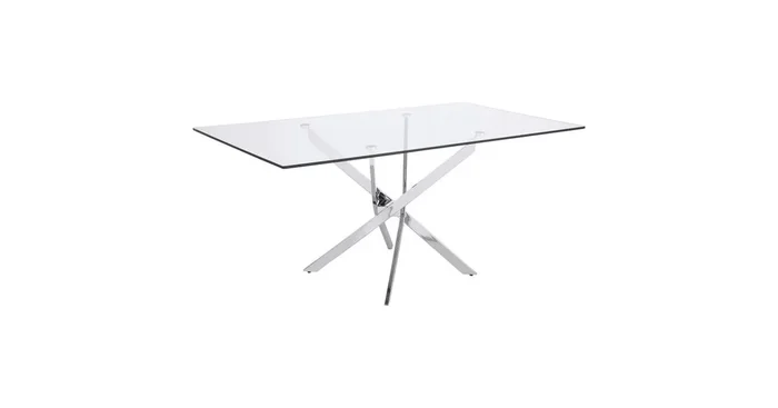 Carmelo Rectangular 66-inch Glass Top Dining Table Chrome