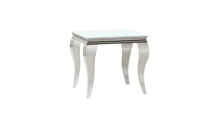 Carone Square Glass Top End Side Table White and Chrome