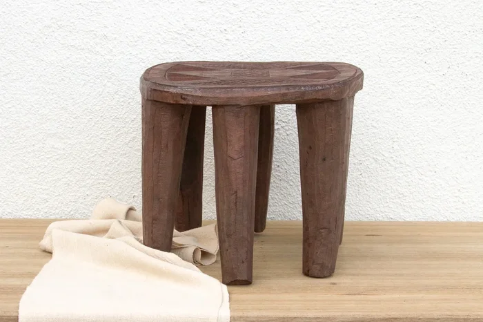 Carved Chunky Wood African Stool (Trade)
