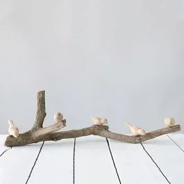 Carved Driftwood Branch with Bird Accents