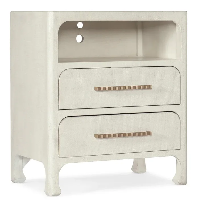 Casual 2-Drawer Nightstand with USB Ports and Open Shelf