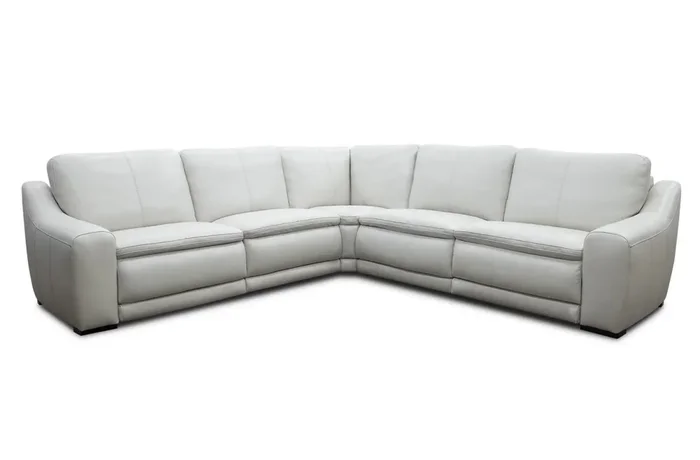 Casual 5-Piece Wall Hugger Sectional Sofa with Power Headrests