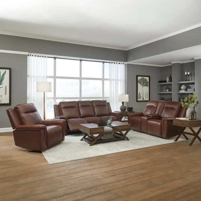 Casual Leather 2-Piece Living Room Set with Pillow Arms