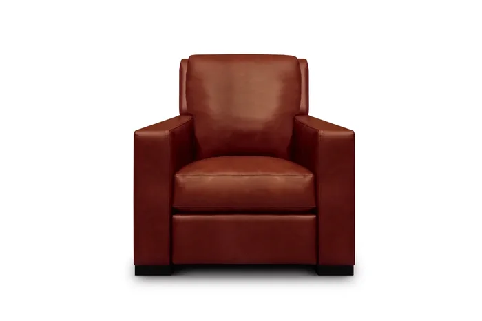 Casual Leather Push-Back Recliner Chair w/Track Arms