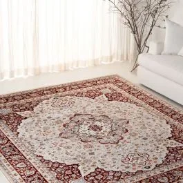 Center Medallion Beige/Red Area Rug