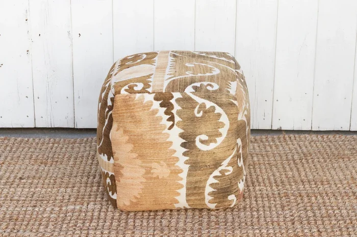 Charyn Antique Suzani Cube Ottoman (Trade)