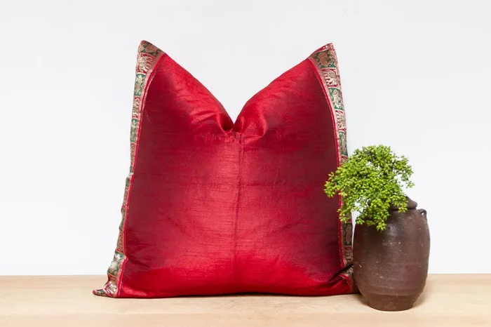 Cherry Festive Silk Euro Pillow Cover