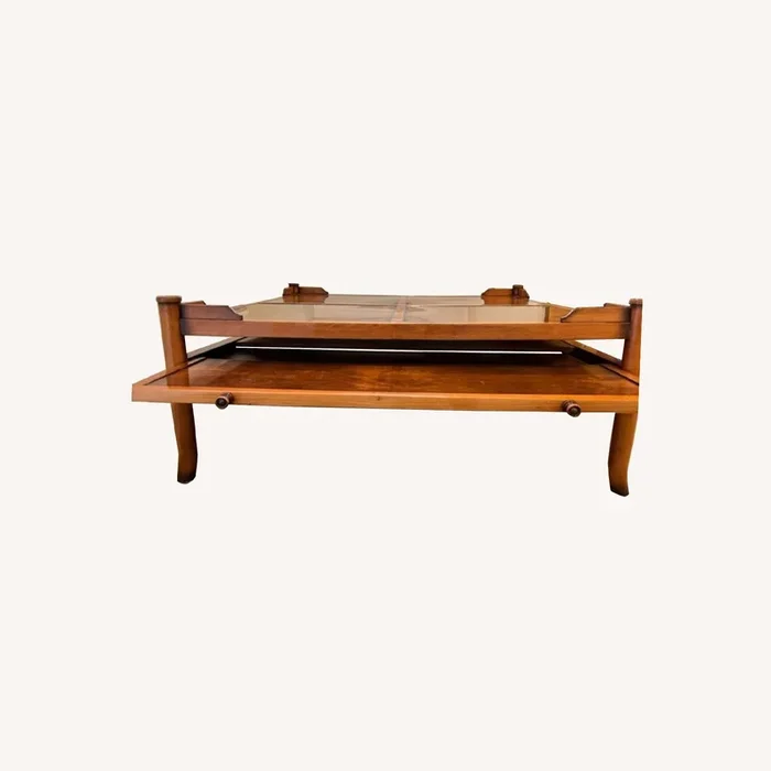 Cherry Wood Coffee Table with Extendable Tray