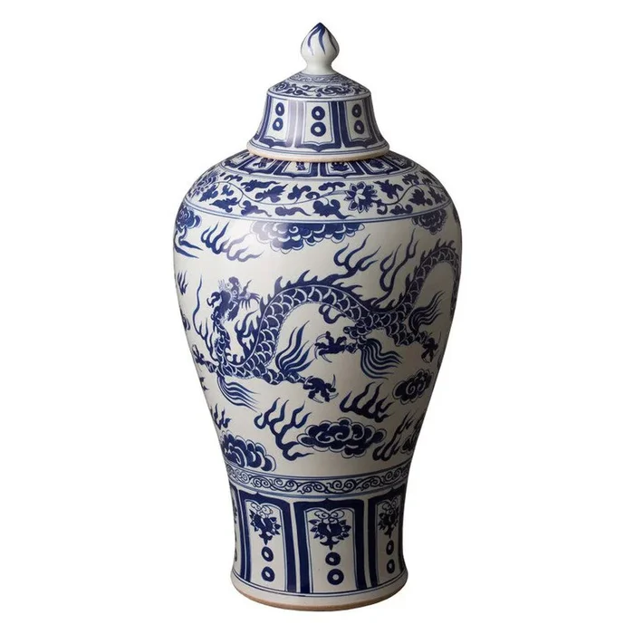 Chinese Dragon Chinoiserie Jar – Blue & White