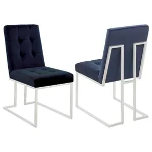 Cisco Velvet Upholstered Dining Side Chair Chrome (set of 2)