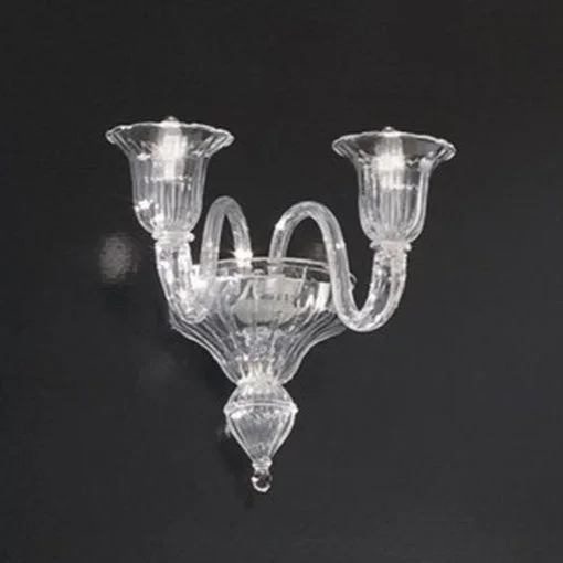 Clear Glass Wall Chandelier With 2 Lights In The Venetian Style