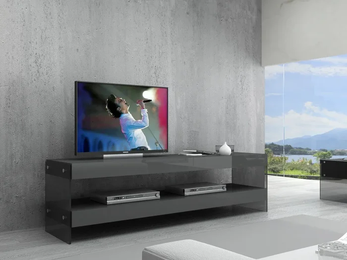 Cloud TV Base in Grey High Gloss 179701-TV-G By J&M