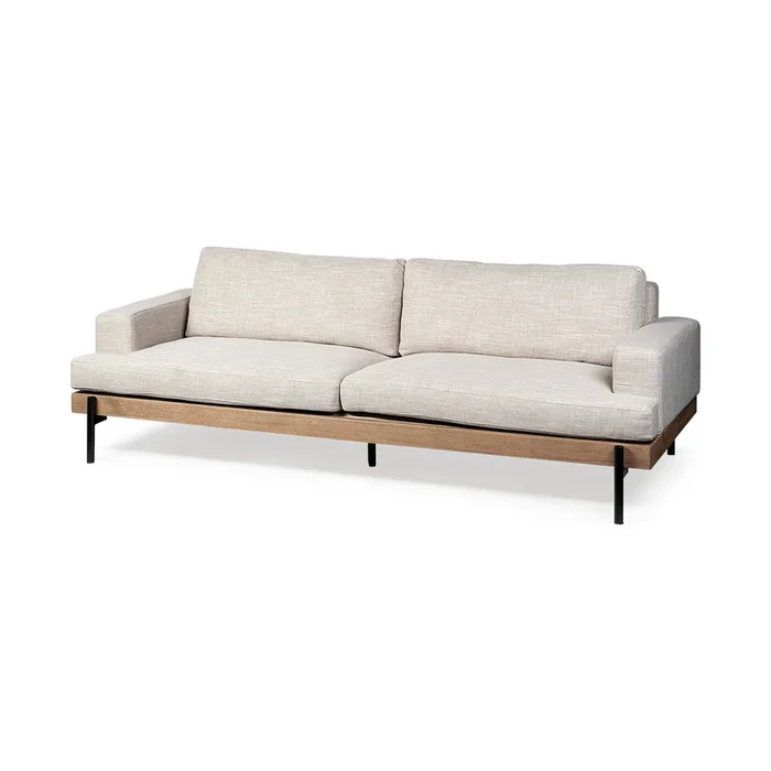 Colburne II 95″ Beige Upholstered Three Seater Sofa