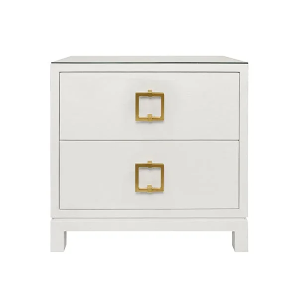 Cole Side Table in White Textured Linen