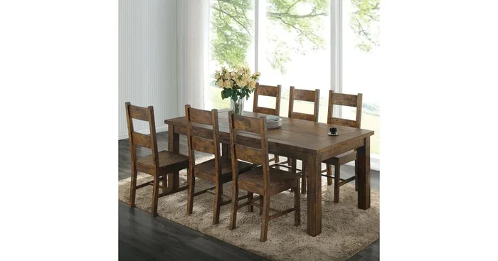 Coleman 7-piece Rectangular Dining Set Rustic Golden Brown