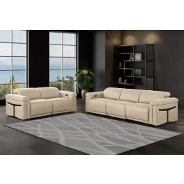Colson Beige Power Recliner Sofa Italian Leather