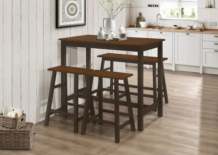 Connie Counter Height Set Chestnut and Dark Brown