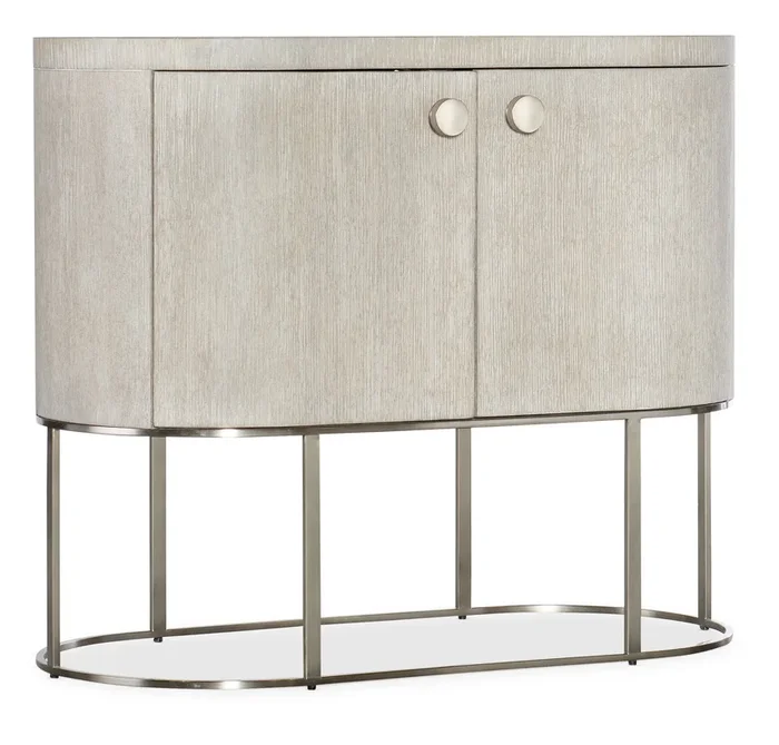 Contemporary 2-Door Oval Nightstand with Metal Base