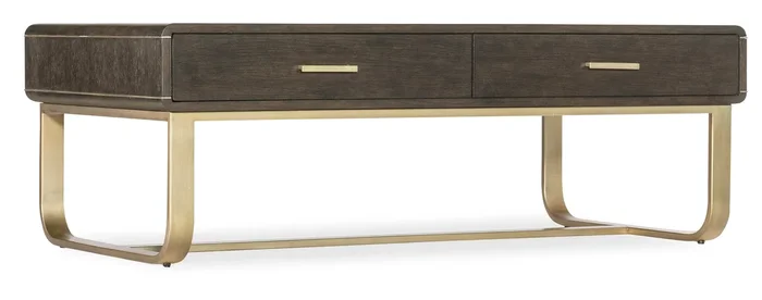 Contemporary 2-Drawer Cocktail Table with Gold Accents