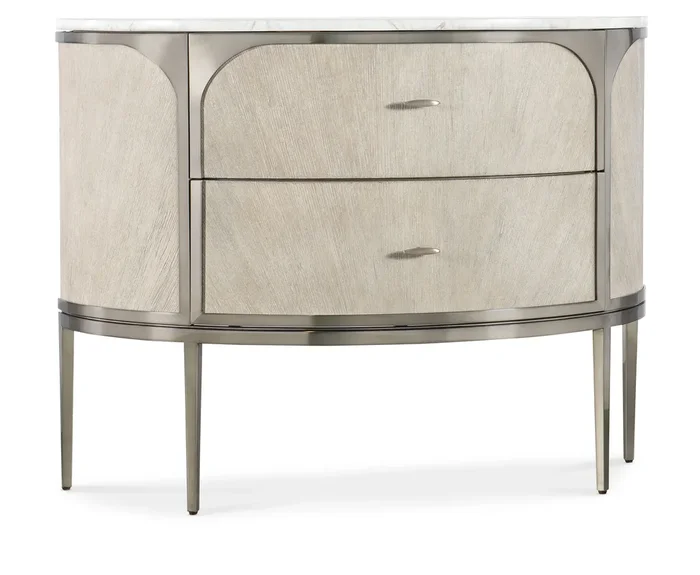 Contemporary 2-Drawer Nightstand with Marble Top