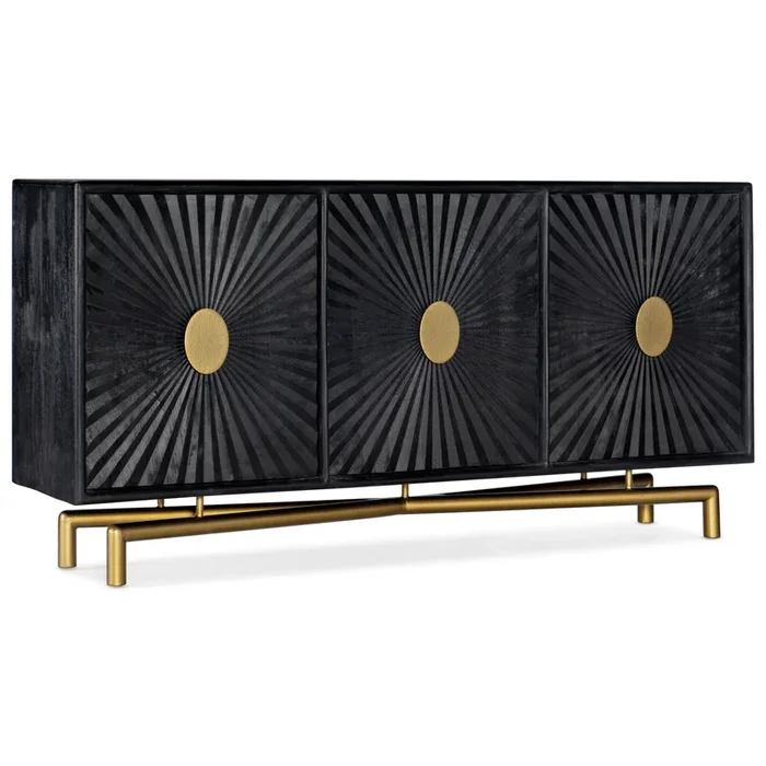 Contemporary 3-Door Entertainment Console with Gold Accents