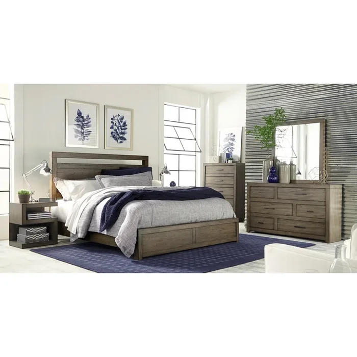 Contemporary 5-Piece Queen Panel Bedroom Seat with Dual USB Ports