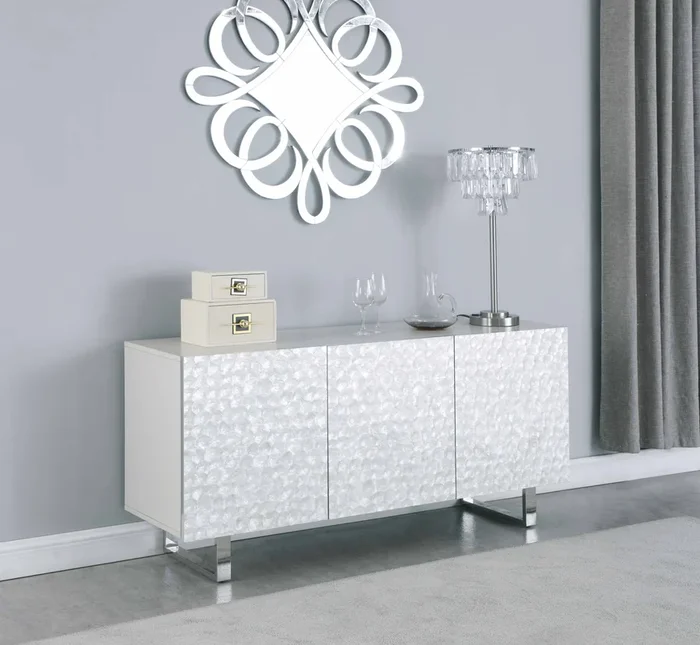 Contemporary Buffet w/ Steel Legs & Seashell Veneer Accents