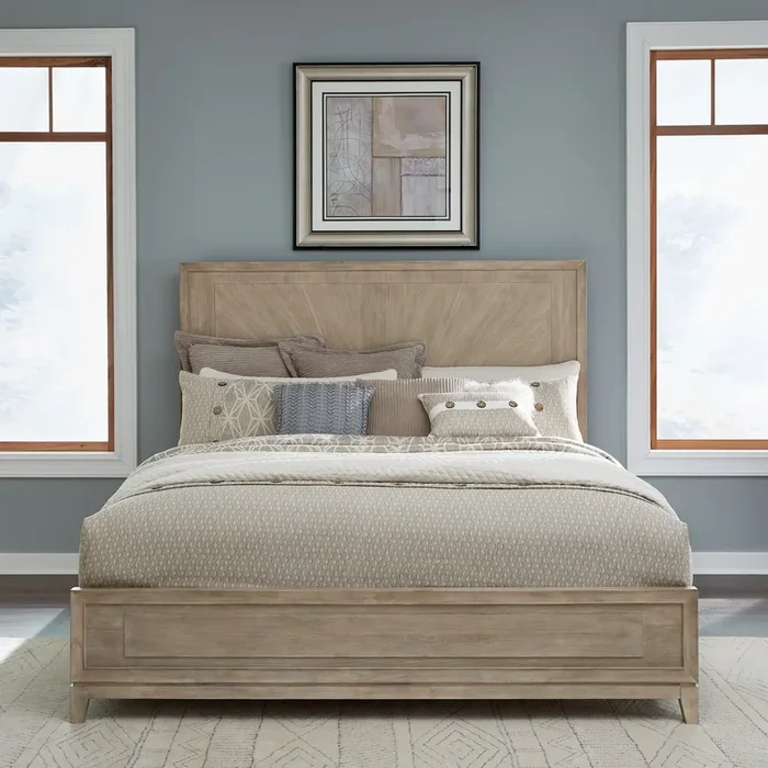 Contemporary California King Panel Bed with Picture Frame Molding
