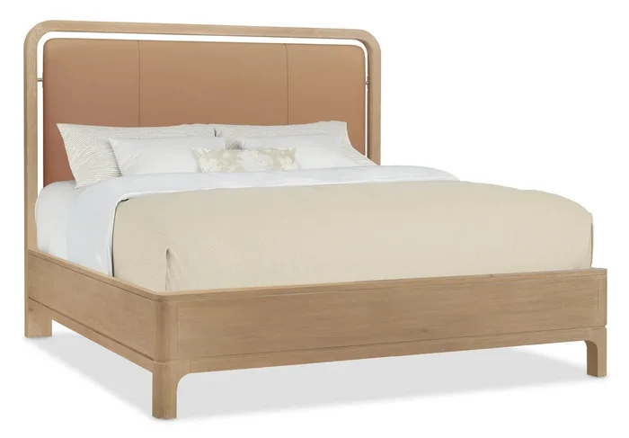Contemporary California King Panel Bed with Upholstered Headboard